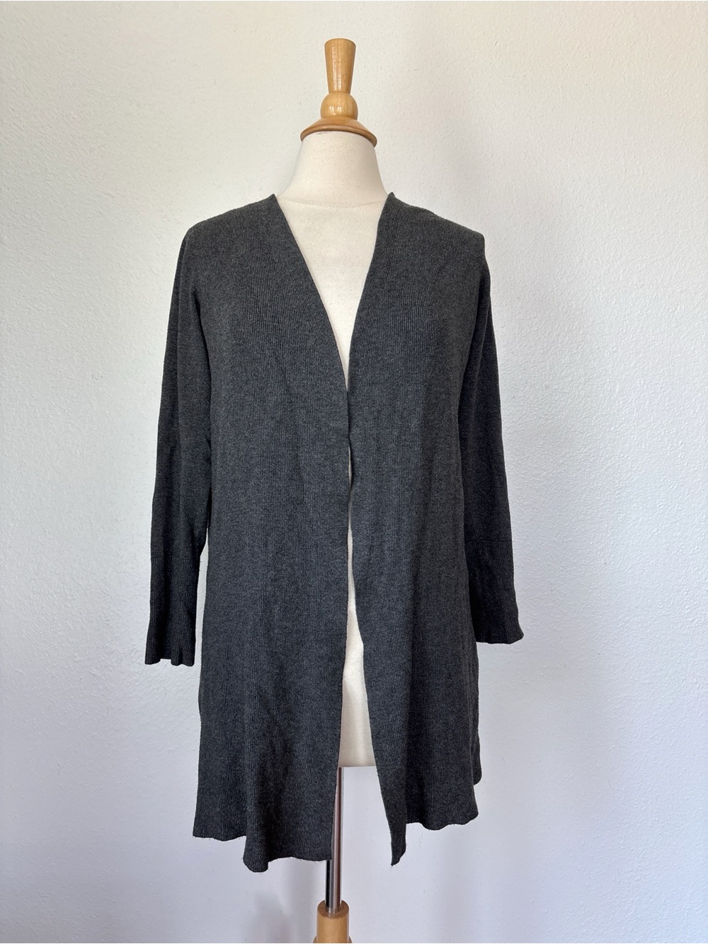 Solid Grey Open Front Cardigan